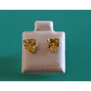 2Ct  Heart Cut 925 Sterling Silver  Lab Citrine Stud Earrings